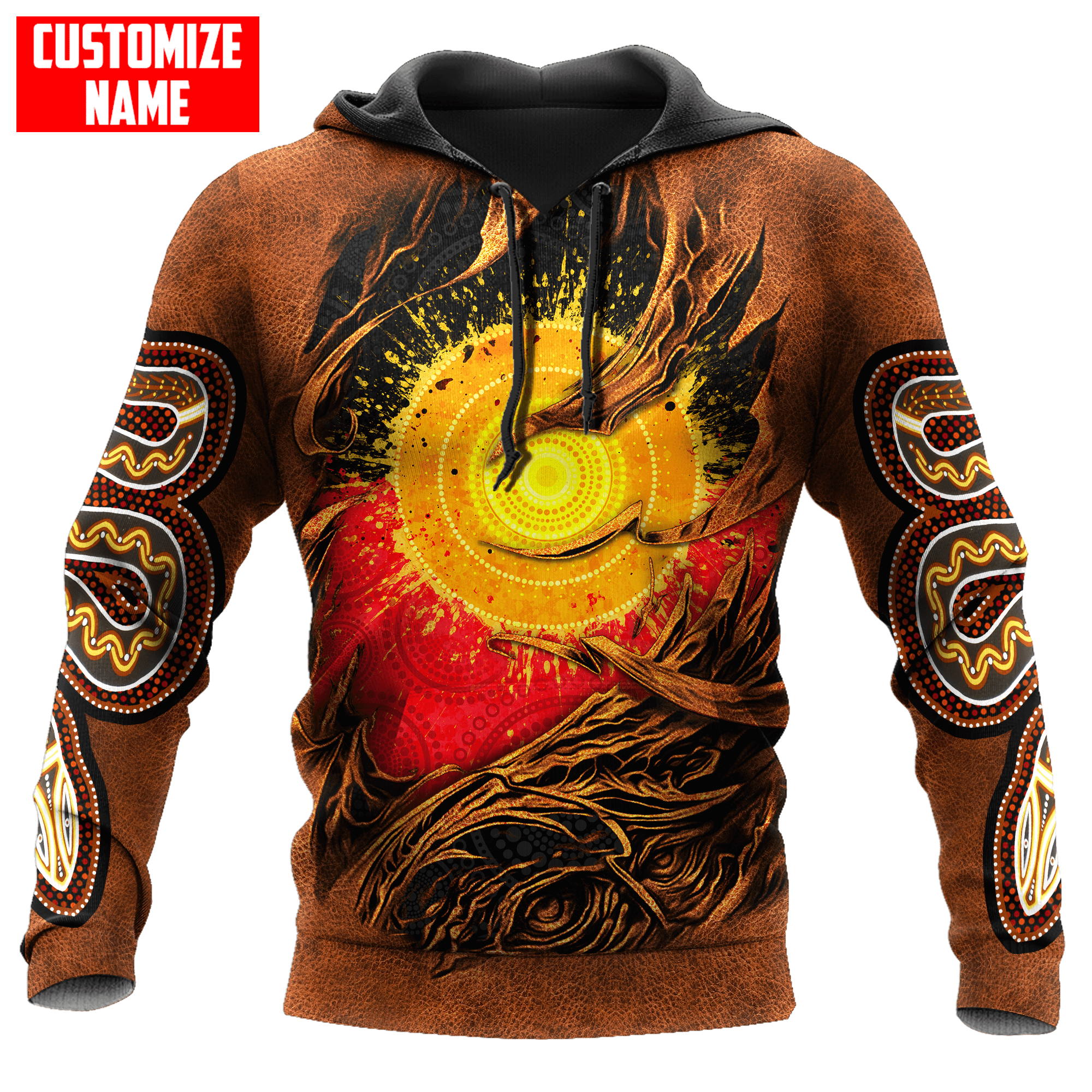 Aboriginal Flag Snake Leather Scratched Leather Pattern Custom name shirts