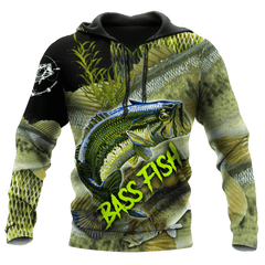 Bass fishing on skin D print fishing shirt for men and women