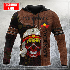 Aboriginal Flag Skull Indigenous Leather Pattern Custom name shirts