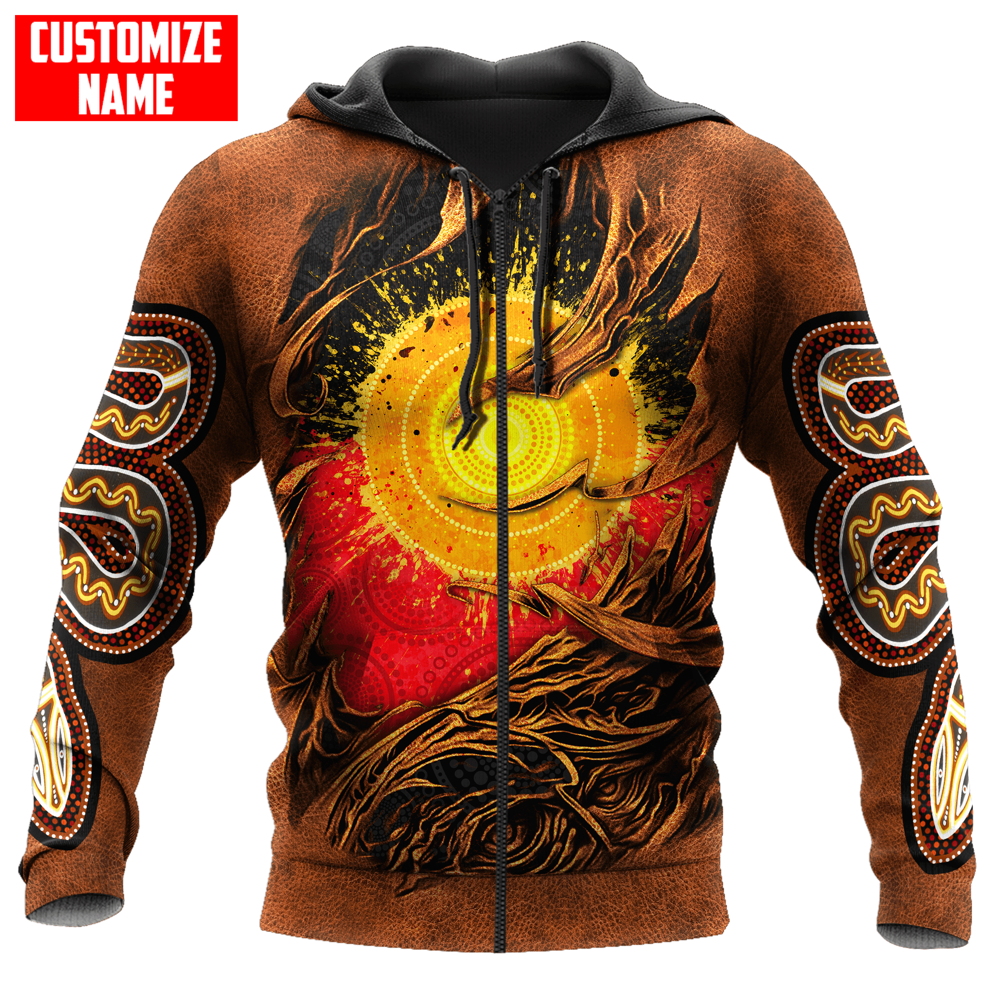 Aboriginal Flag Snake Leather Scratched Leather Pattern Custom name shirts