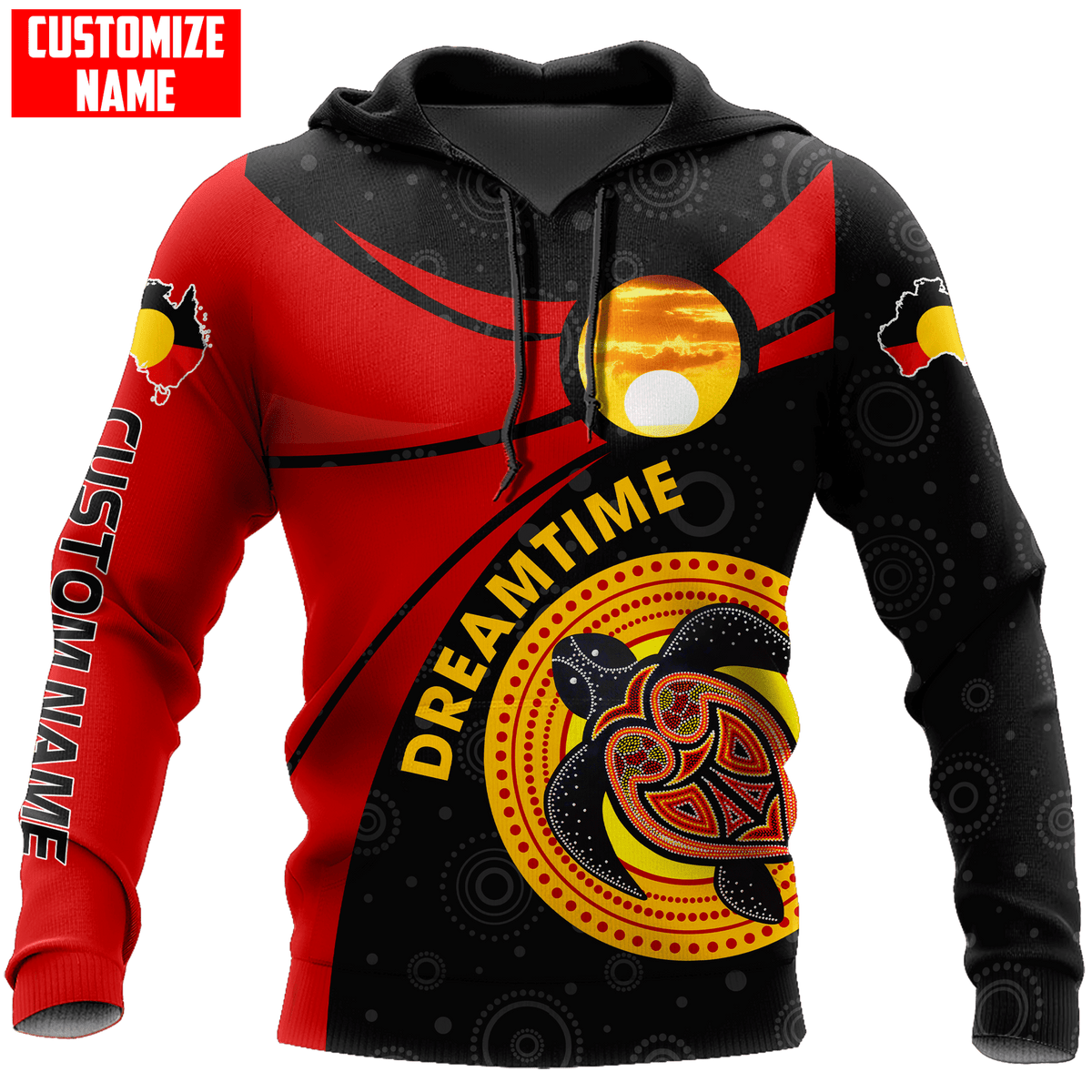 Aboriginal Turtle Dreamtime Red Sun Custom name shirts