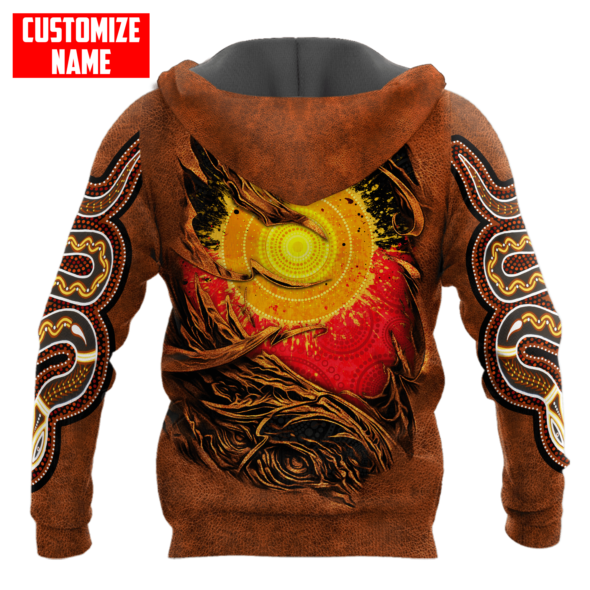 Aboriginal Flag Snake Leather Scratched Leather Pattern Custom name shirts