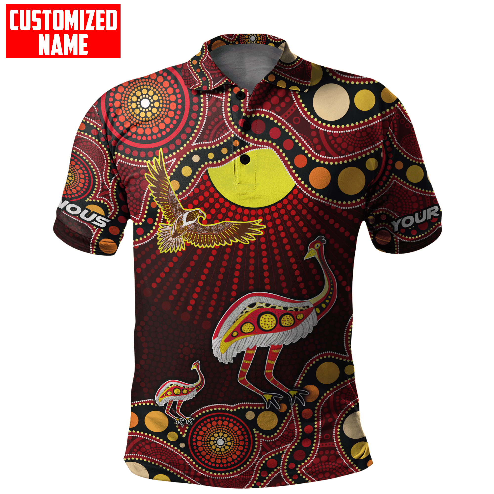 Australian Aboriginal Emu and Eagle Custom name D All over printed shirts