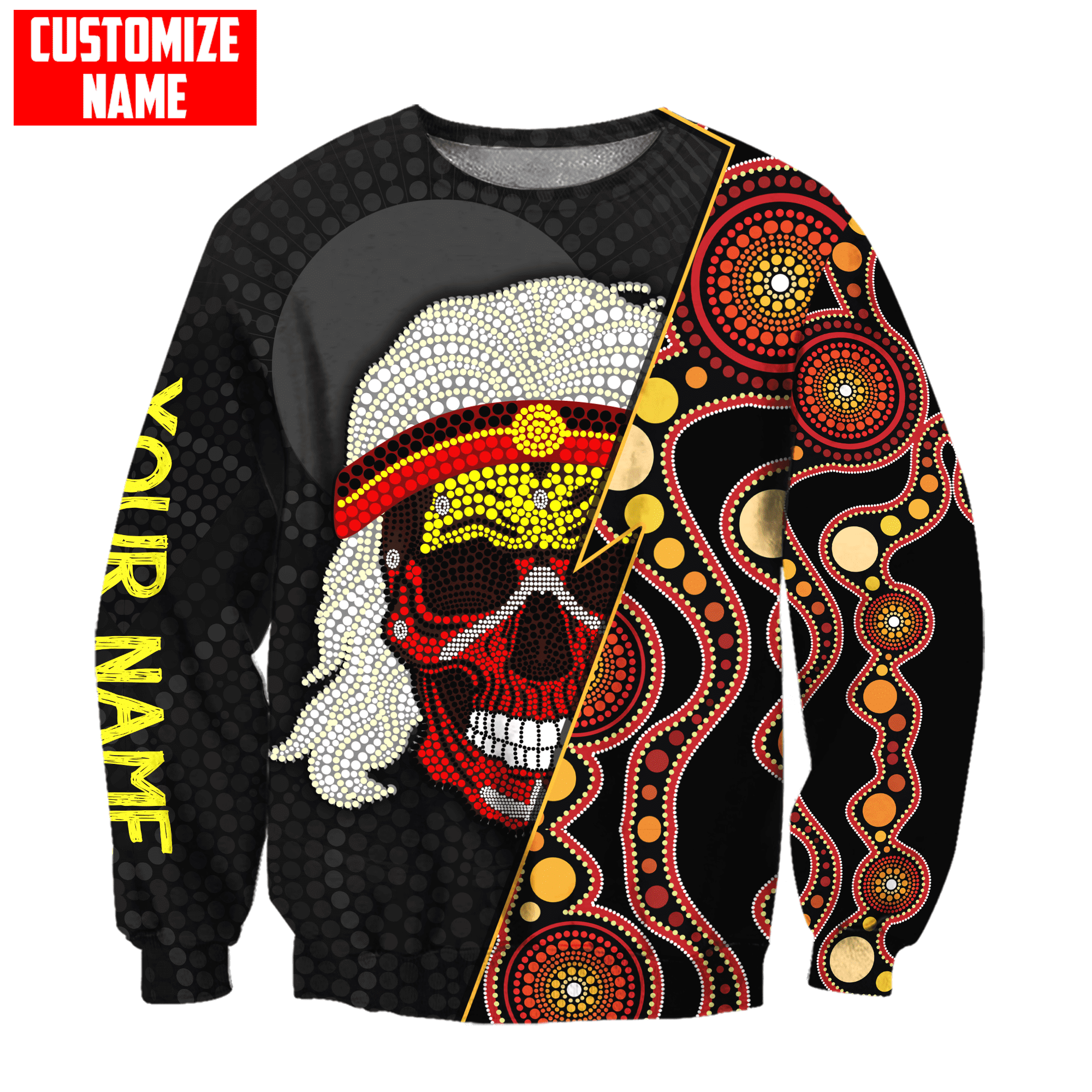 Aboriginal Flag Skull Indigenous Personalized Name Shirts