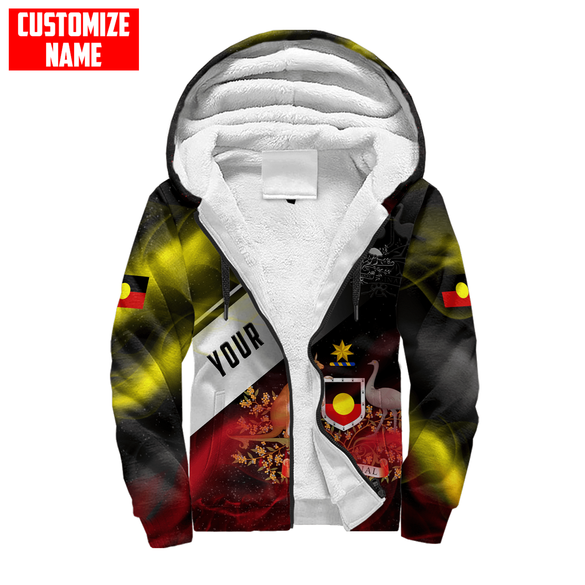 Aboriginal Flag smoke art coat of arm Custom name shirts