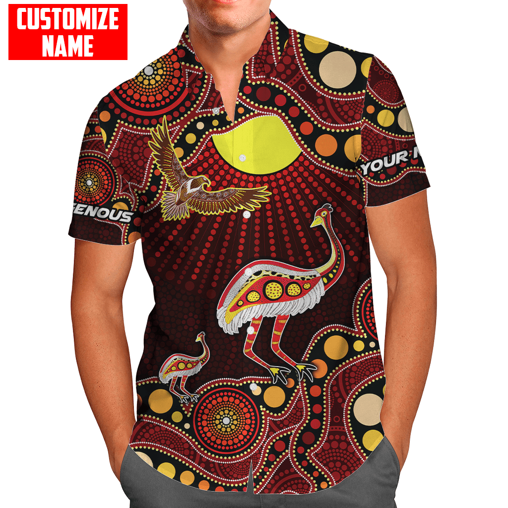 Australian Aboriginal Emu and Eagle Custom name D All over printed shirts