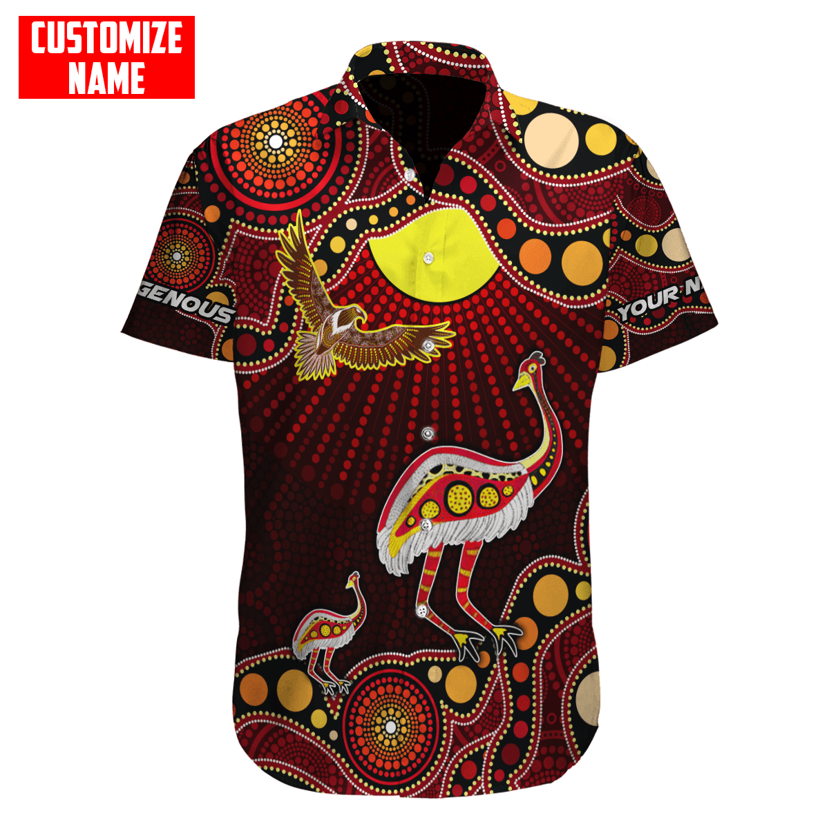 Australian Aboriginal Emu and Eagle Custom name D All over printed shirts