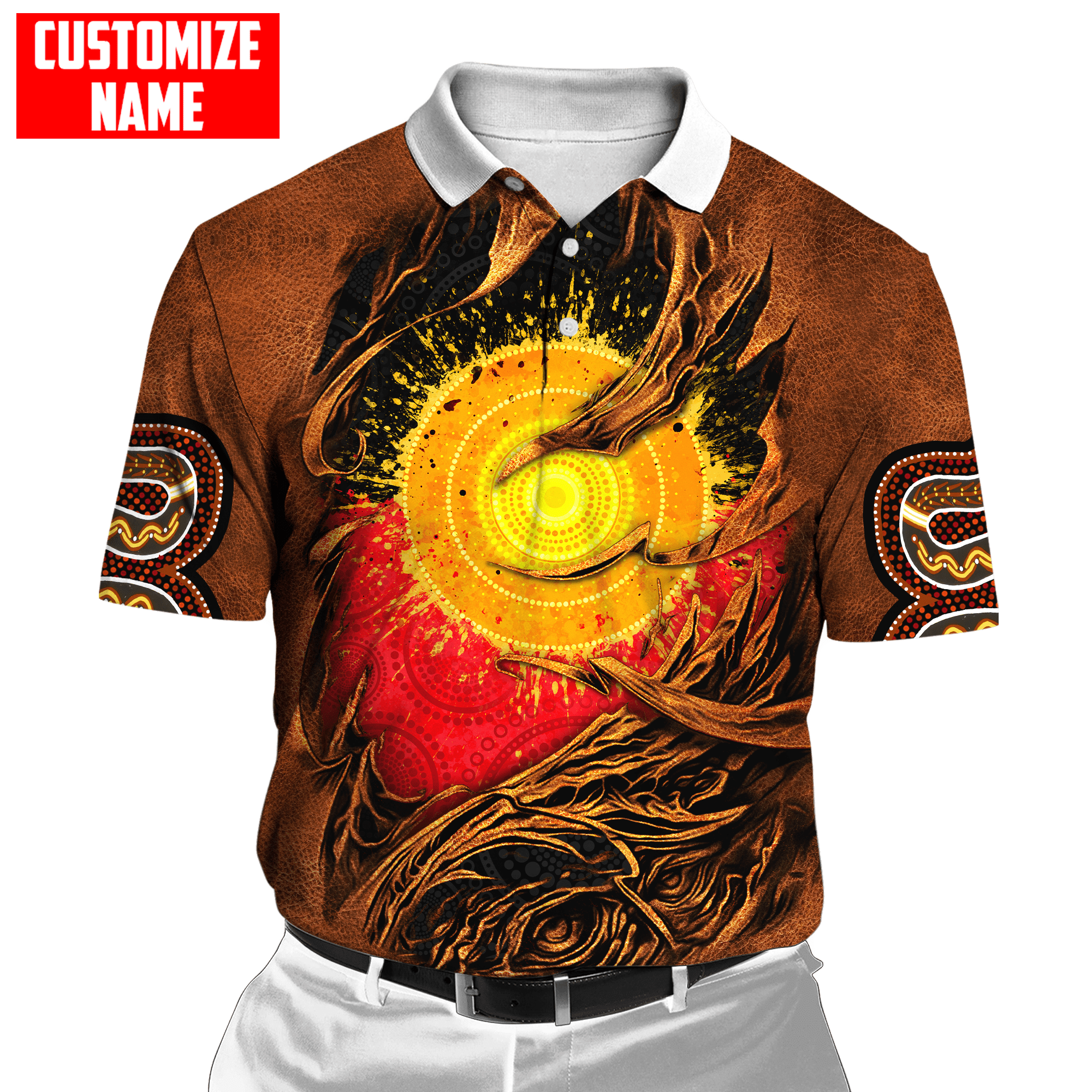 Aboriginal Flag Snake Leather Scratched Leather Pattern Custom name shirts