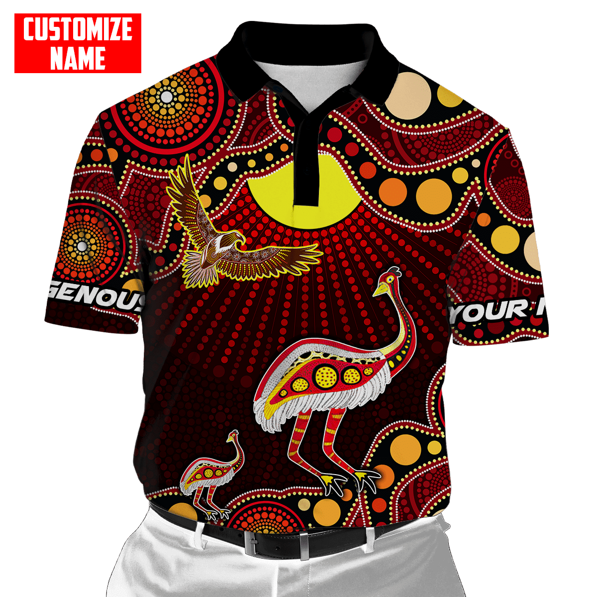 Australian Aboriginal Emu and Eagle Custom name D All over printed shirts