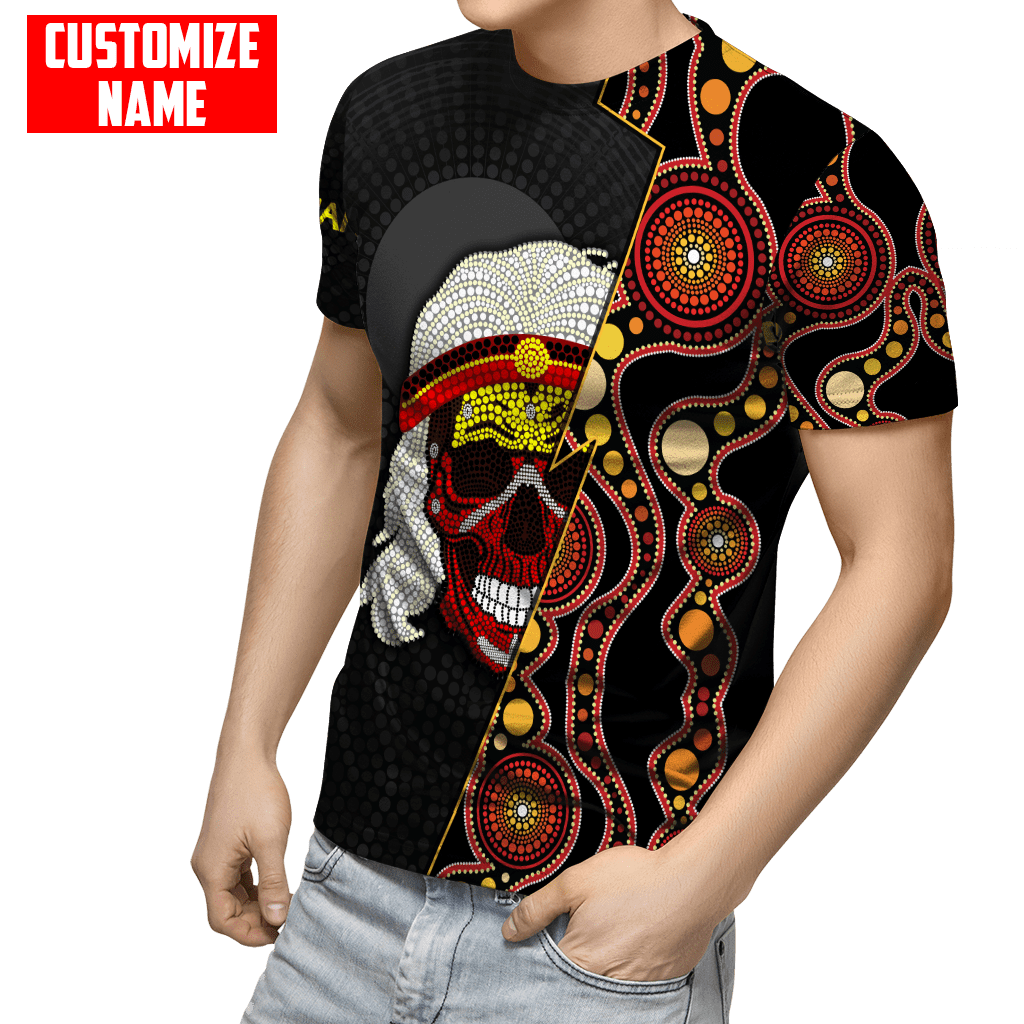 Aboriginal Flag Skull Indigenous Personalized Name Shirts