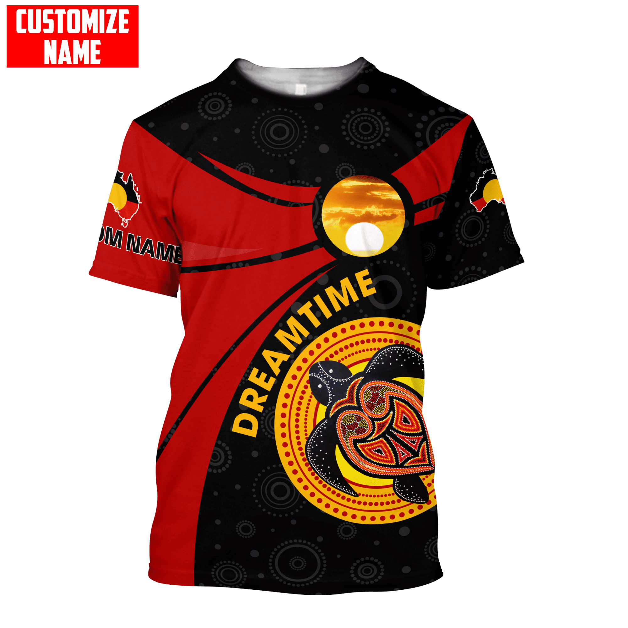 Aboriginal Turtle Dreamtime Red Sun Custom name shirts