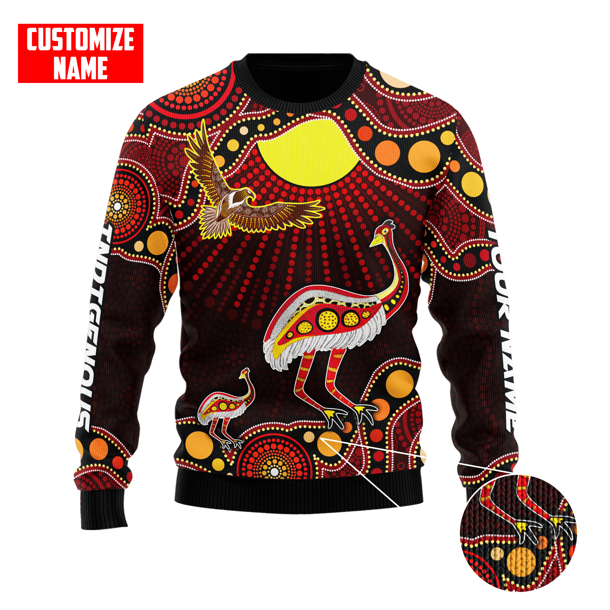 Australian Aboriginal Emu and Eagle Custom name D All over printed shirts