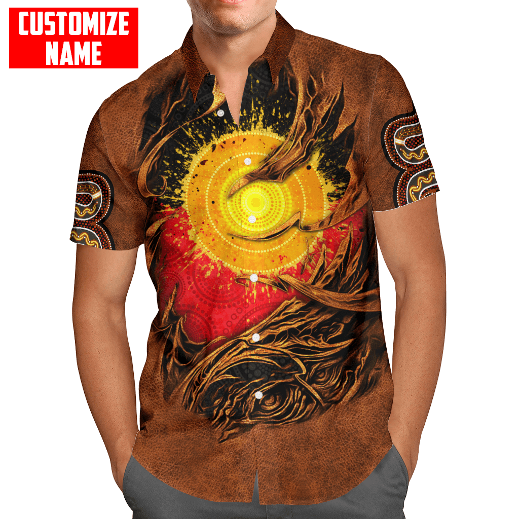 Aboriginal Flag Snake Leather Scratched Leather Pattern Custom name shirts