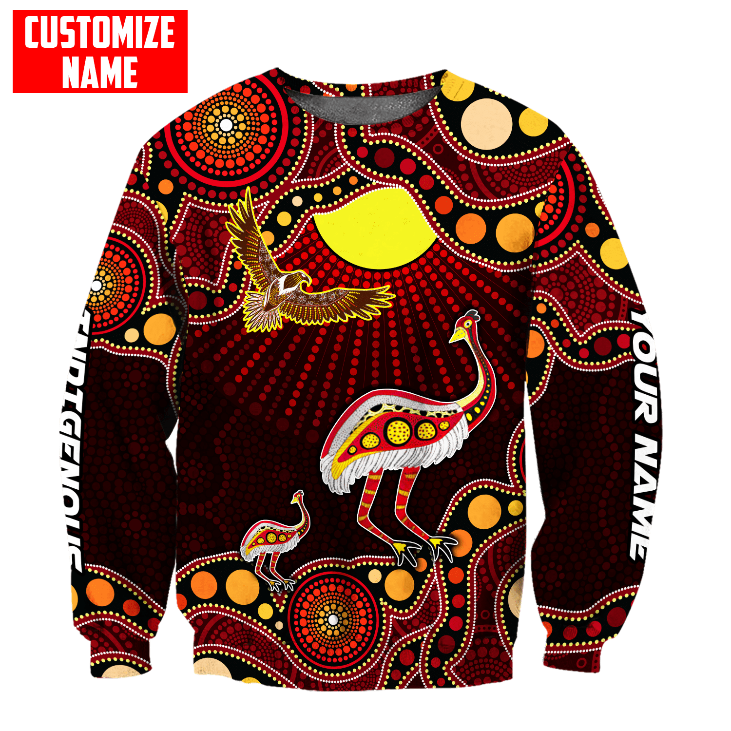 Australian Aboriginal Emu and Eagle Custom name D All over printed shirts