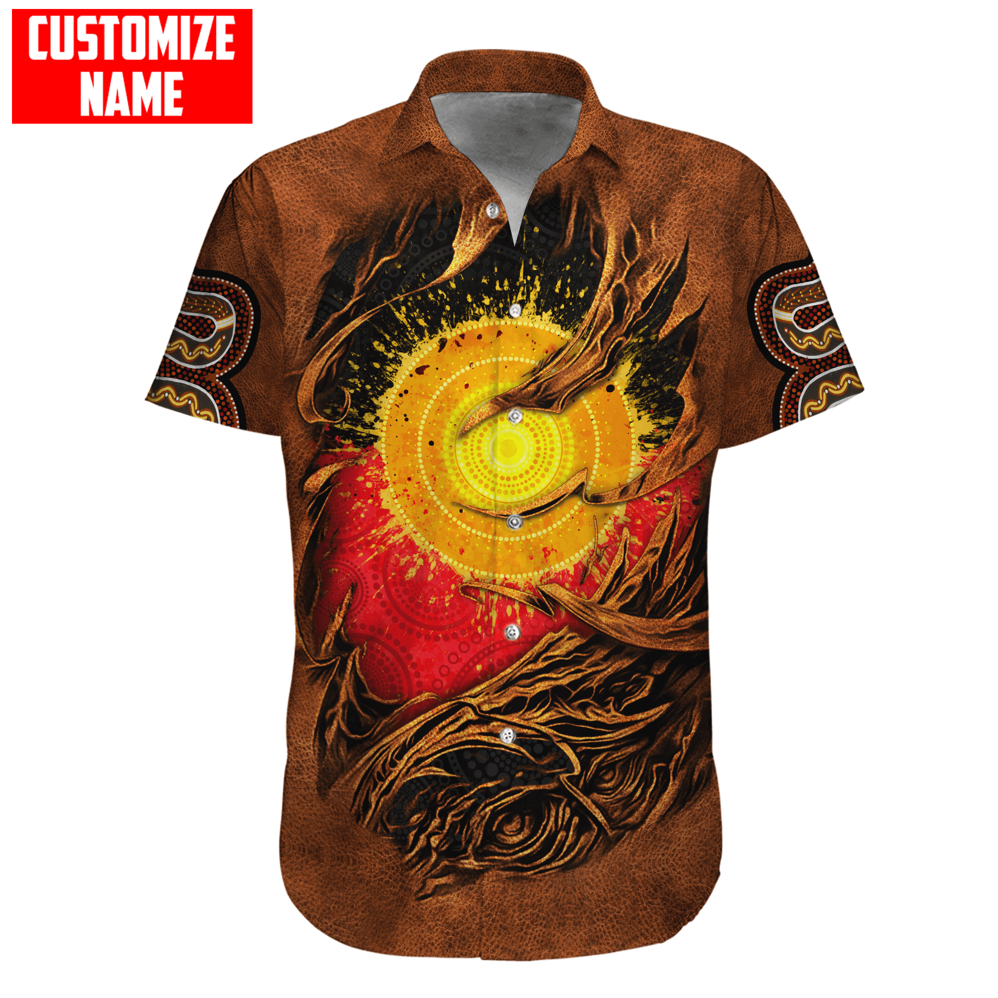 Aboriginal Flag Snake Leather Scratched Leather Pattern Custom name shirts