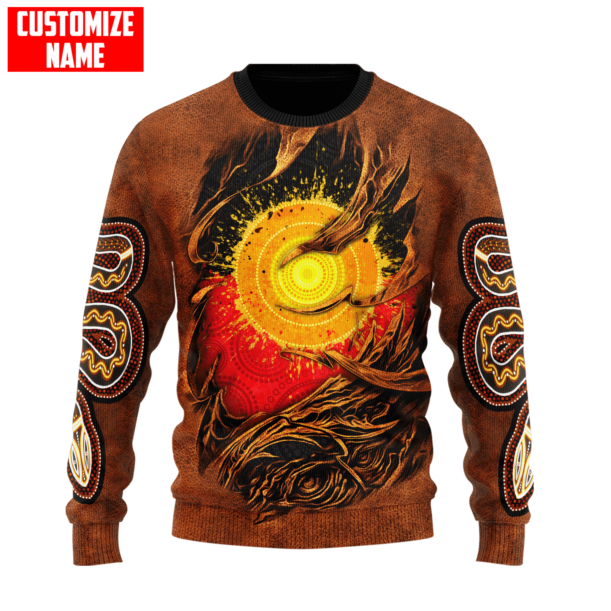 Aboriginal Flag Snake Leather Scratched Leather Pattern Custom name shirts