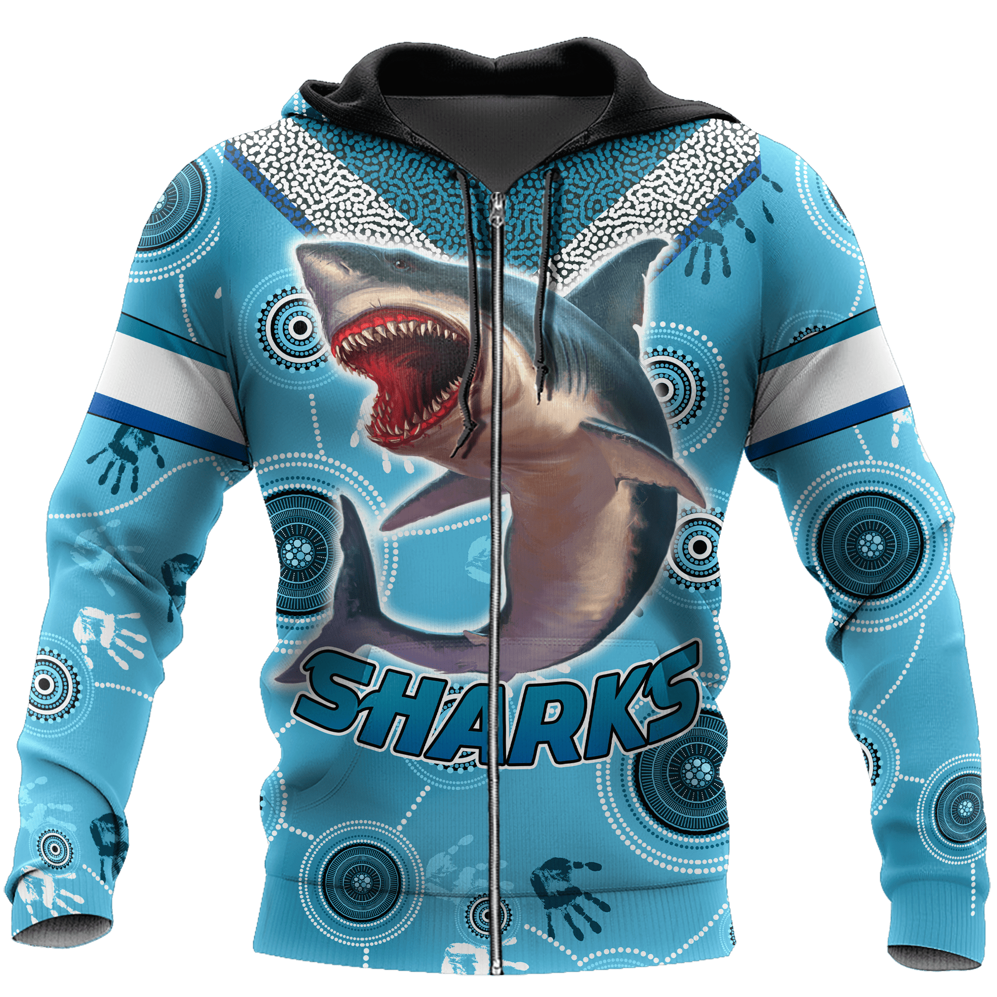 Aboriginal Shark Blue Ocean Circle Dot shirts