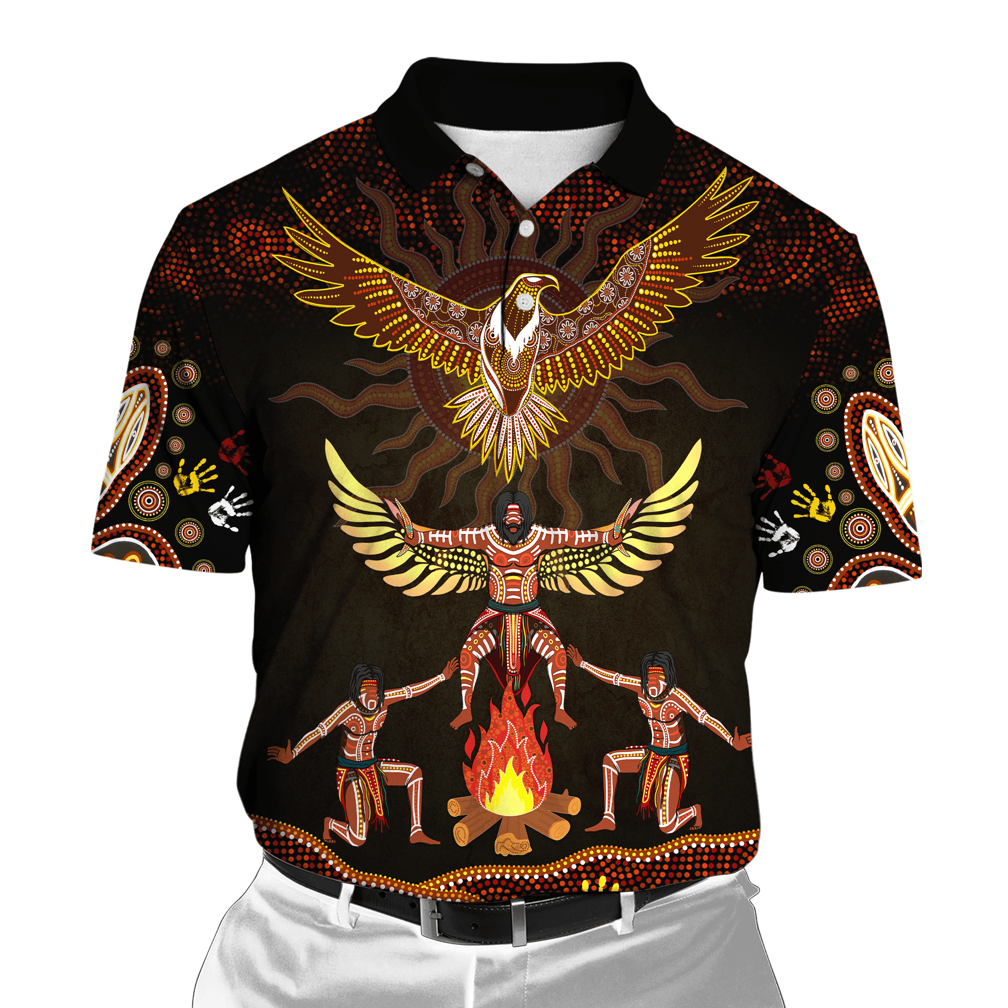 Aboriginal Indigenous Eagle Dancing Under The Sun Printed Shirts