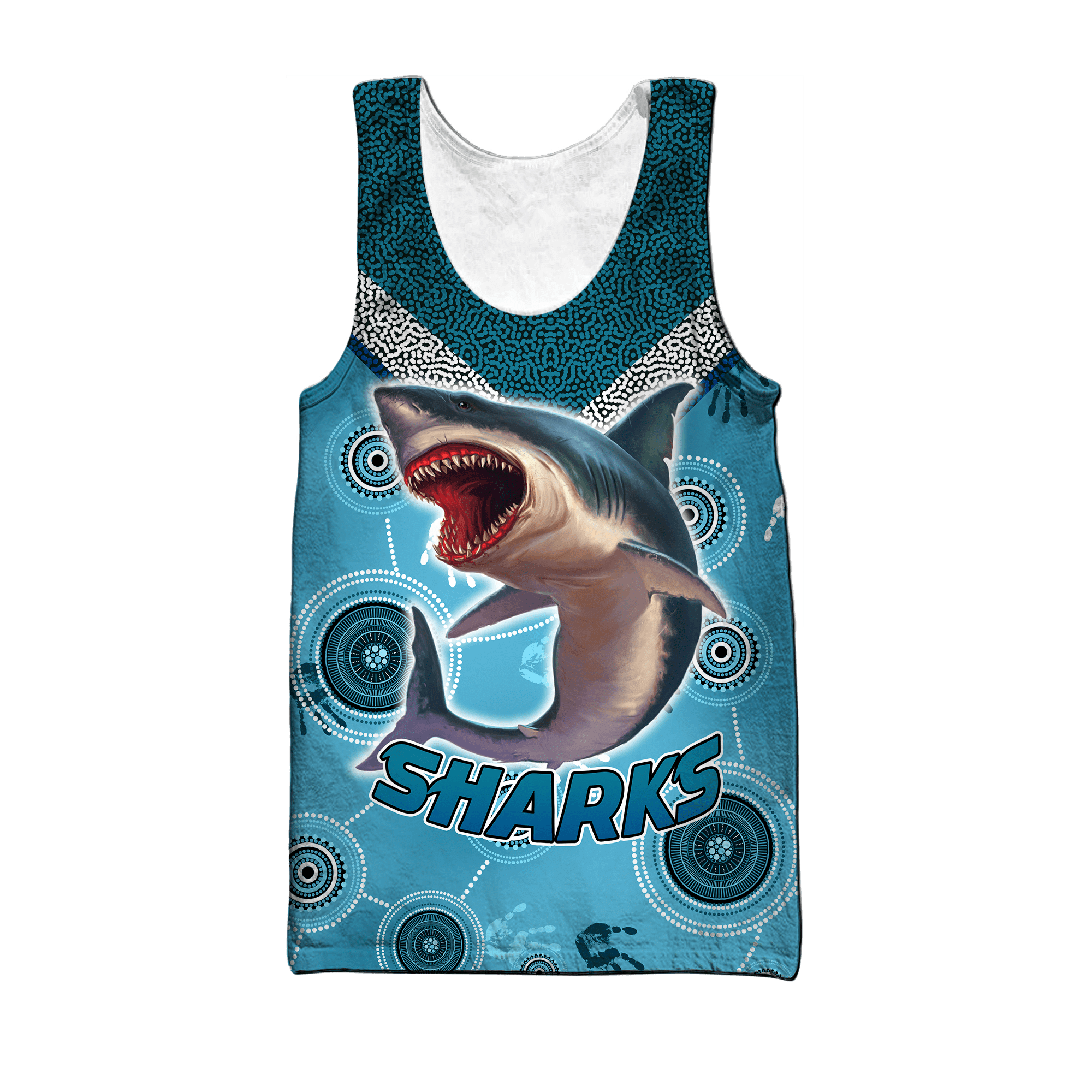 Aboriginal Shark Blue Ocean Circle Dot shirts