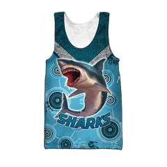 Aboriginal Shark Blue Ocean Circle Dot shirts