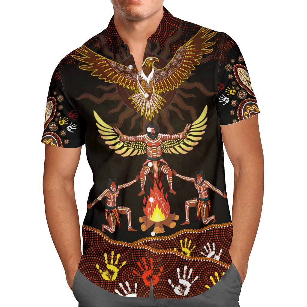 Aboriginal Indigenous Eagle Dancing Under The Sun Printed Shirts