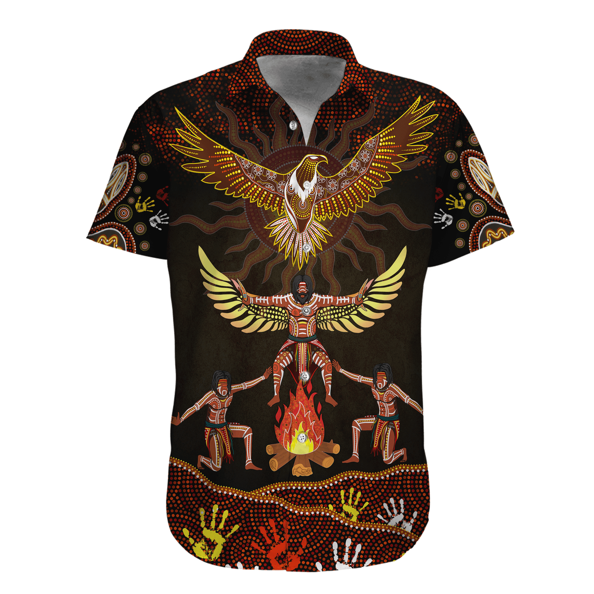 Aboriginal Indigenous Eagle Dancing Under The Sun Printed Shirts