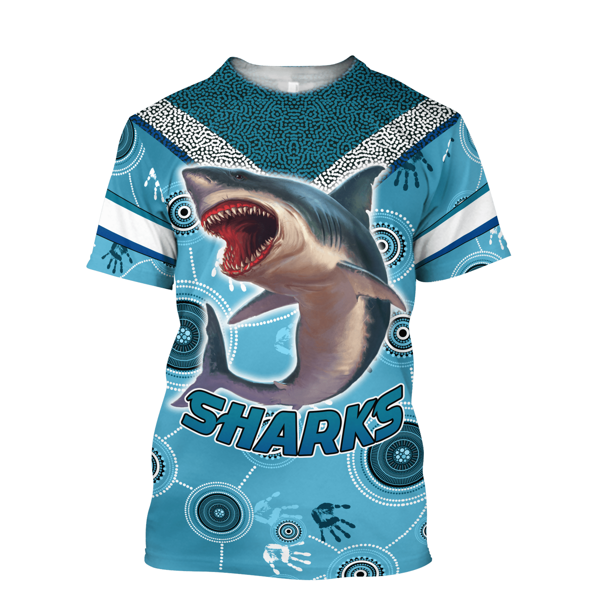 Aboriginal Shark Blue Ocean Circle Dot shirts