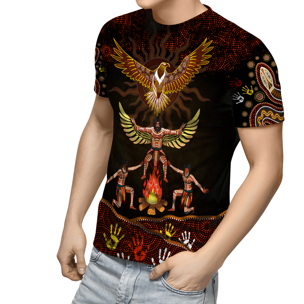 Aboriginal Indigenous Eagle Dancing Under The Sun Printed Shirts