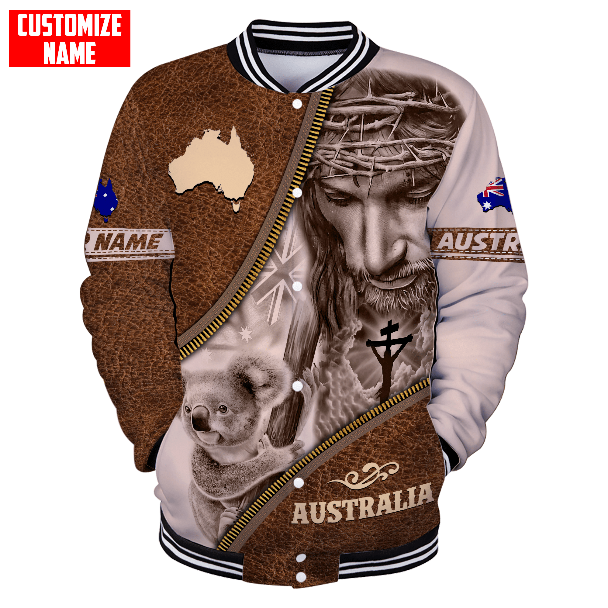 Australia Koala under God Leather Pattern Custom Name