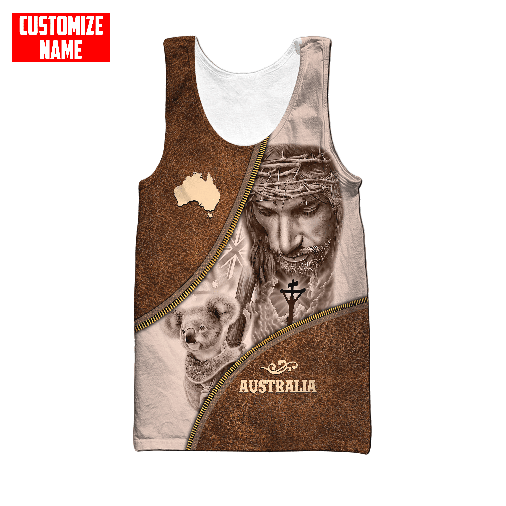 Australia Koala under God Leather Pattern Custom Name