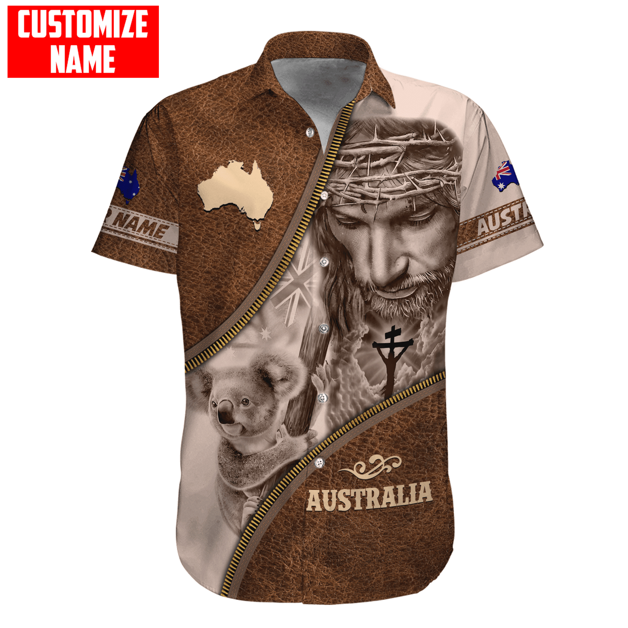 Australia Koala under God Leather Pattern Custom Name