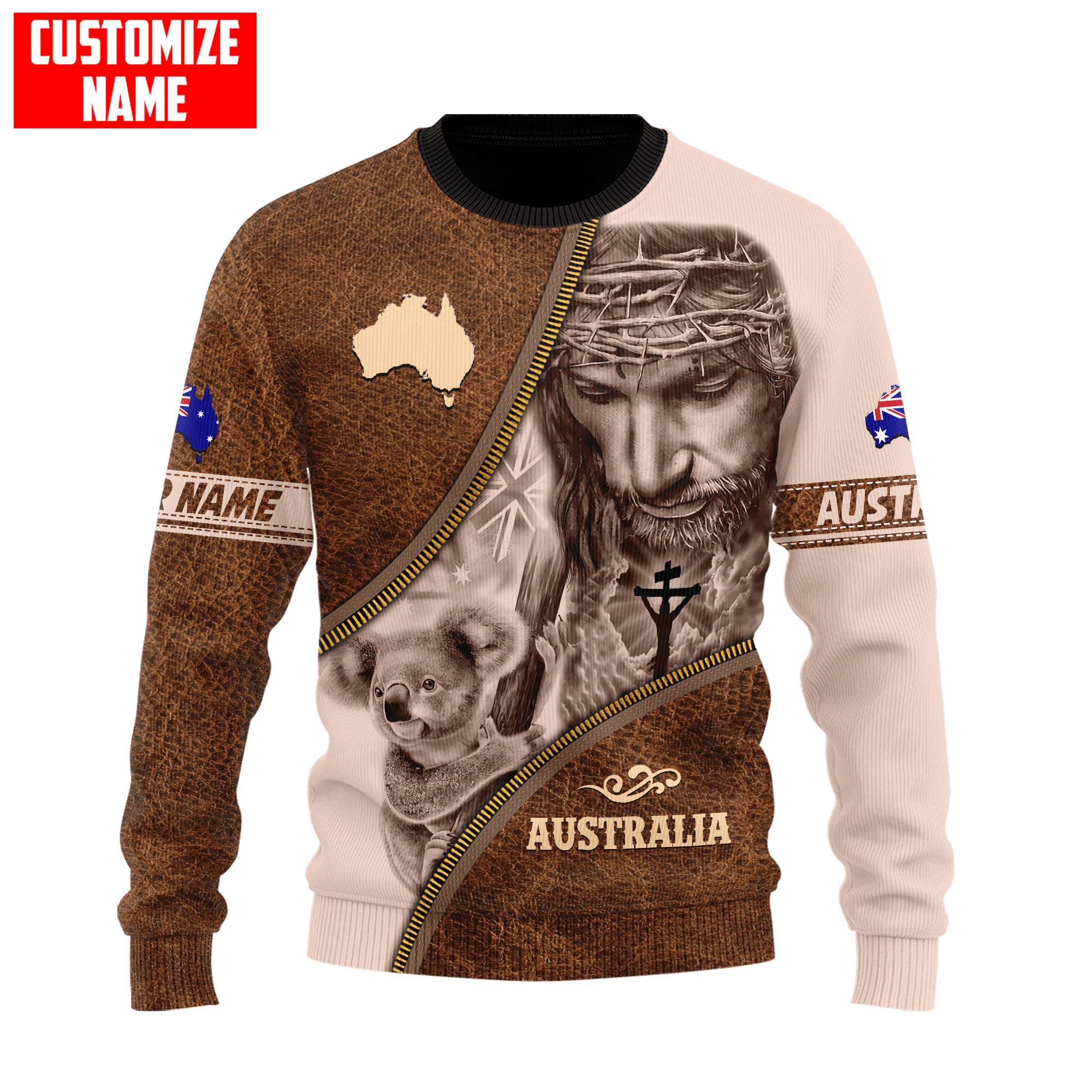 Australia Koala under God Leather Pattern Custom Name