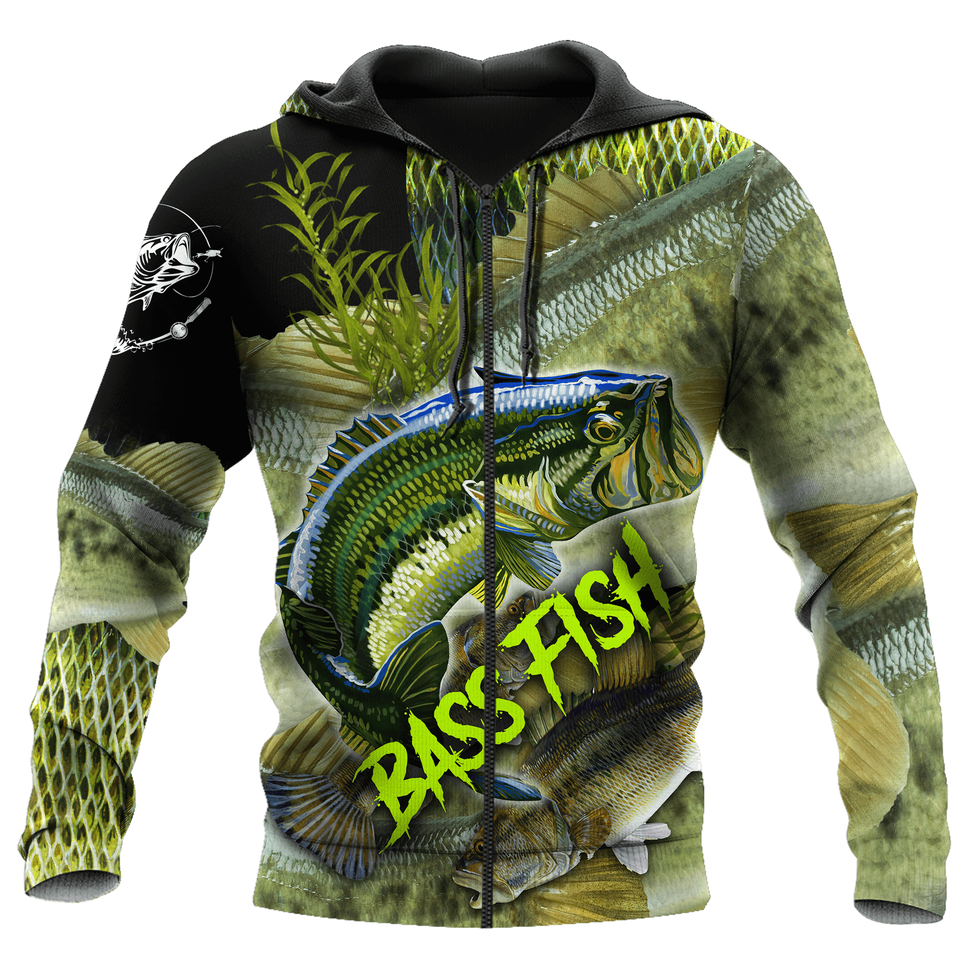 Bass fishing on skin D print fishing shirt for men and women