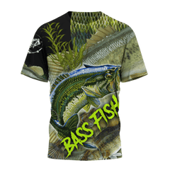 Bass fishing on skin D print fishing shirt for men and women