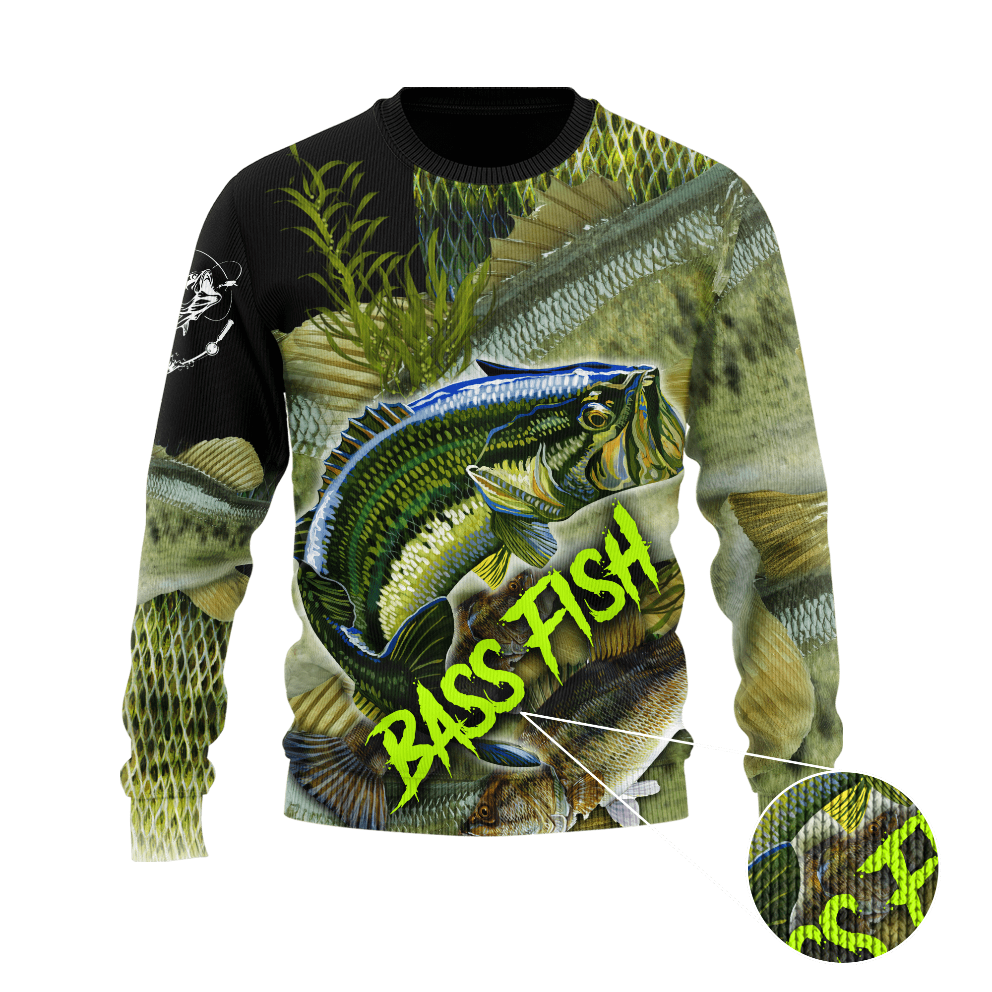 Bass fishing on skin D print fishing shirt for men and women