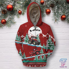 D All Over Print Christmas Tractor Hoodie