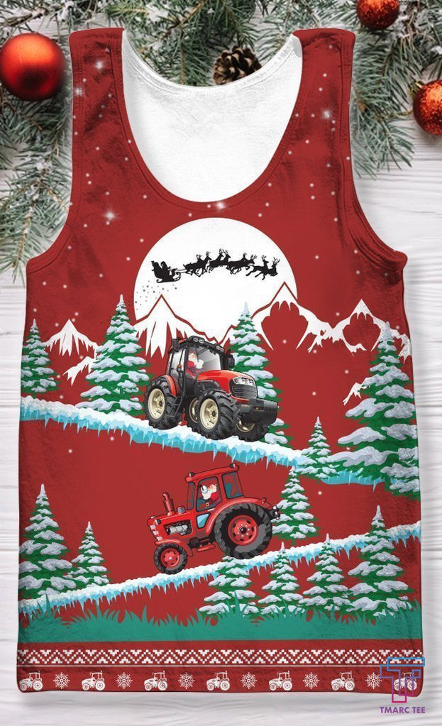 D All Over Print Christmas Tractor Hoodie