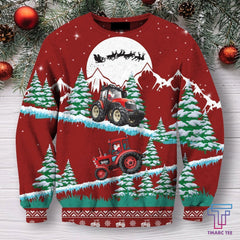 D All Over Print Christmas Tractor Hoodie