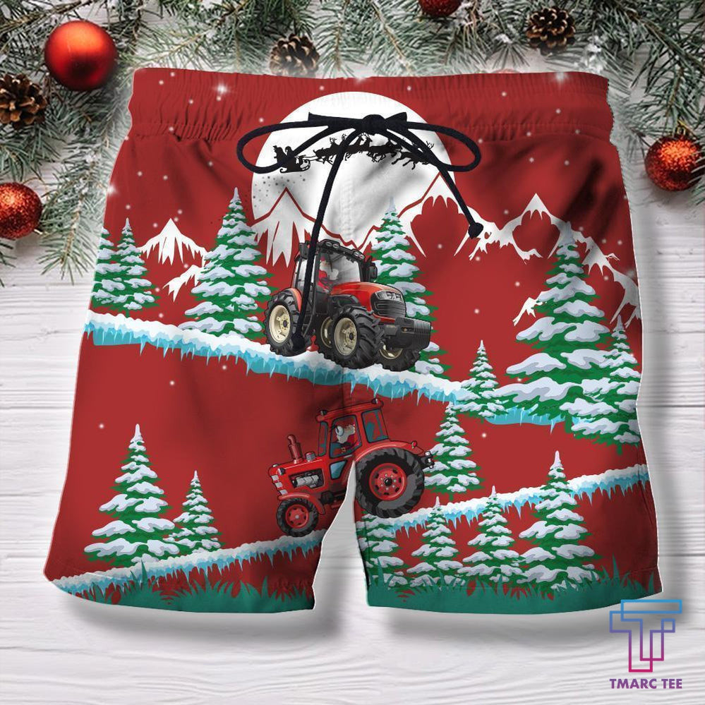 D All Over Print Christmas Tractor Hoodie