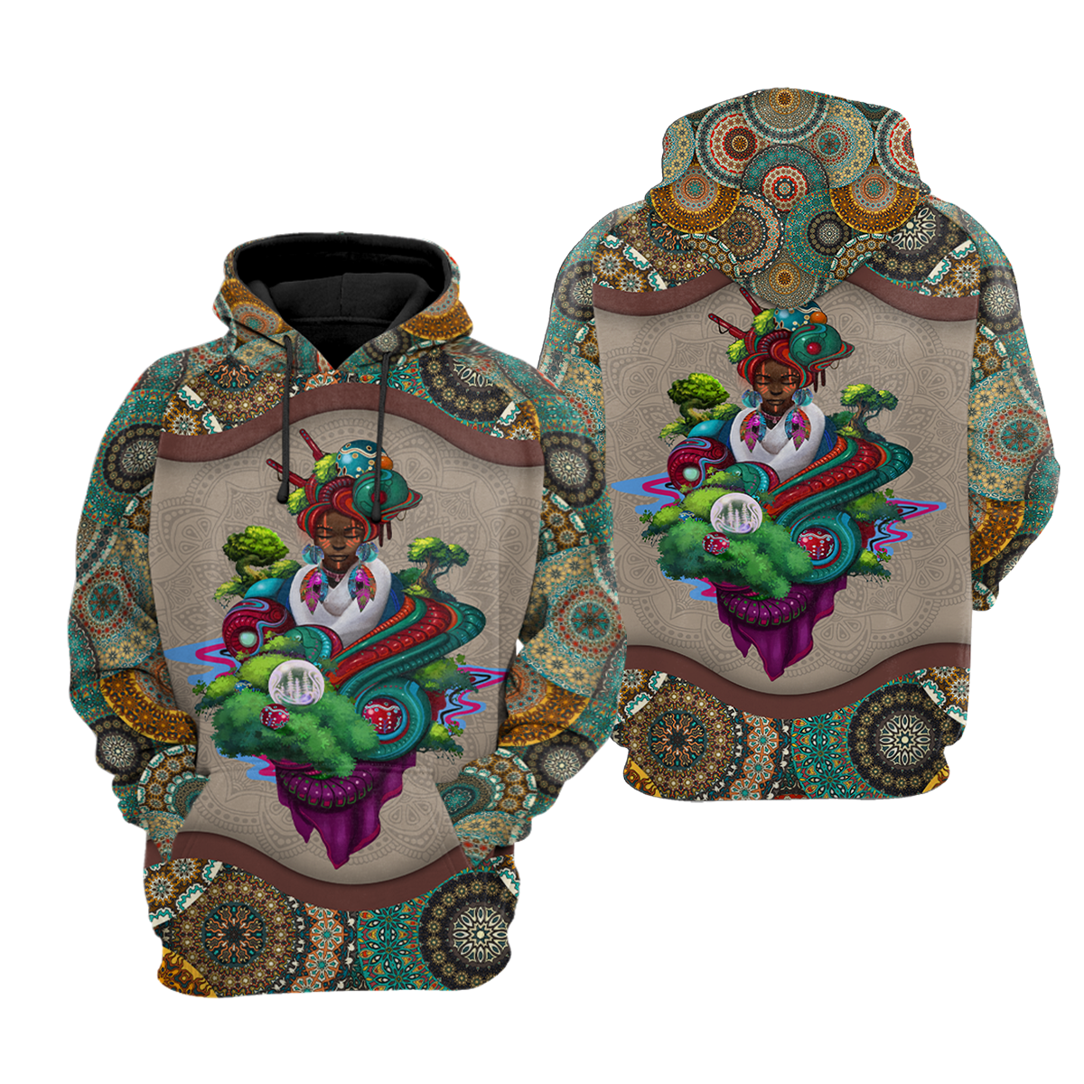 African Girl Pattern Unisex Deluxe Hoodie ML