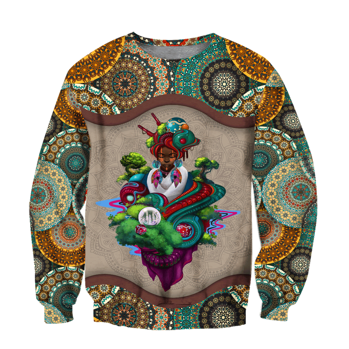 African Girl Pattern Unisex Deluxe Hoodie ML