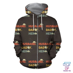 D All Over Husband daddy Hero Hoodie