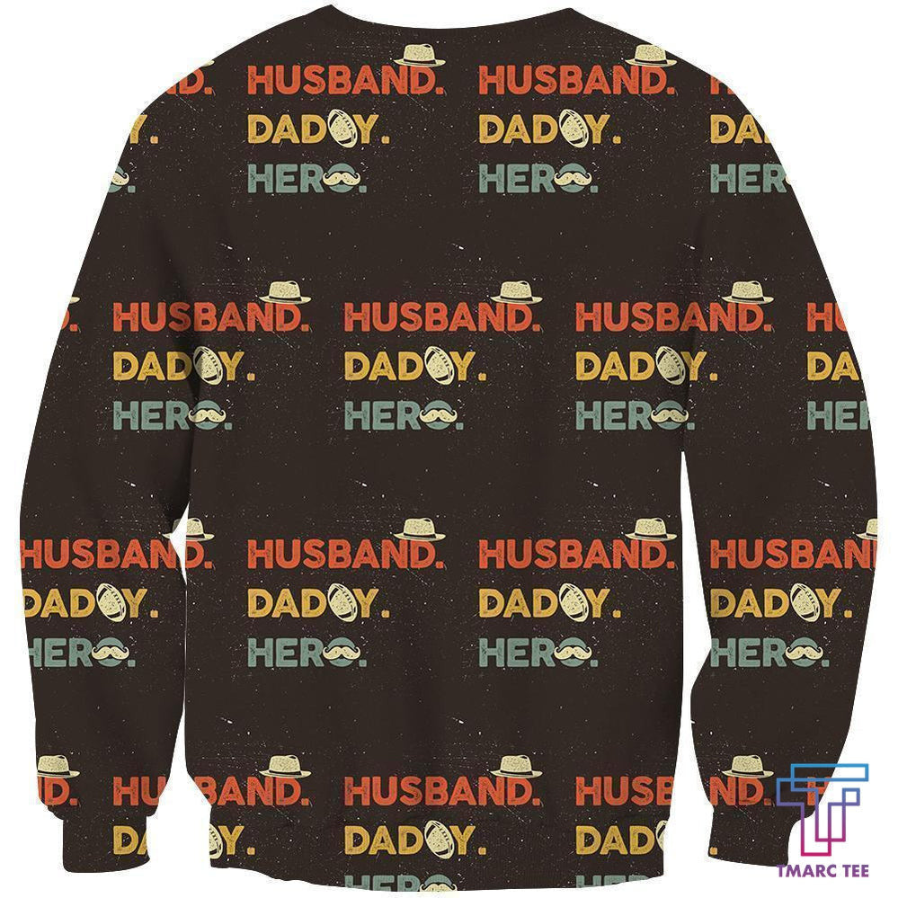 D All Over Husband daddy Hero Hoodie