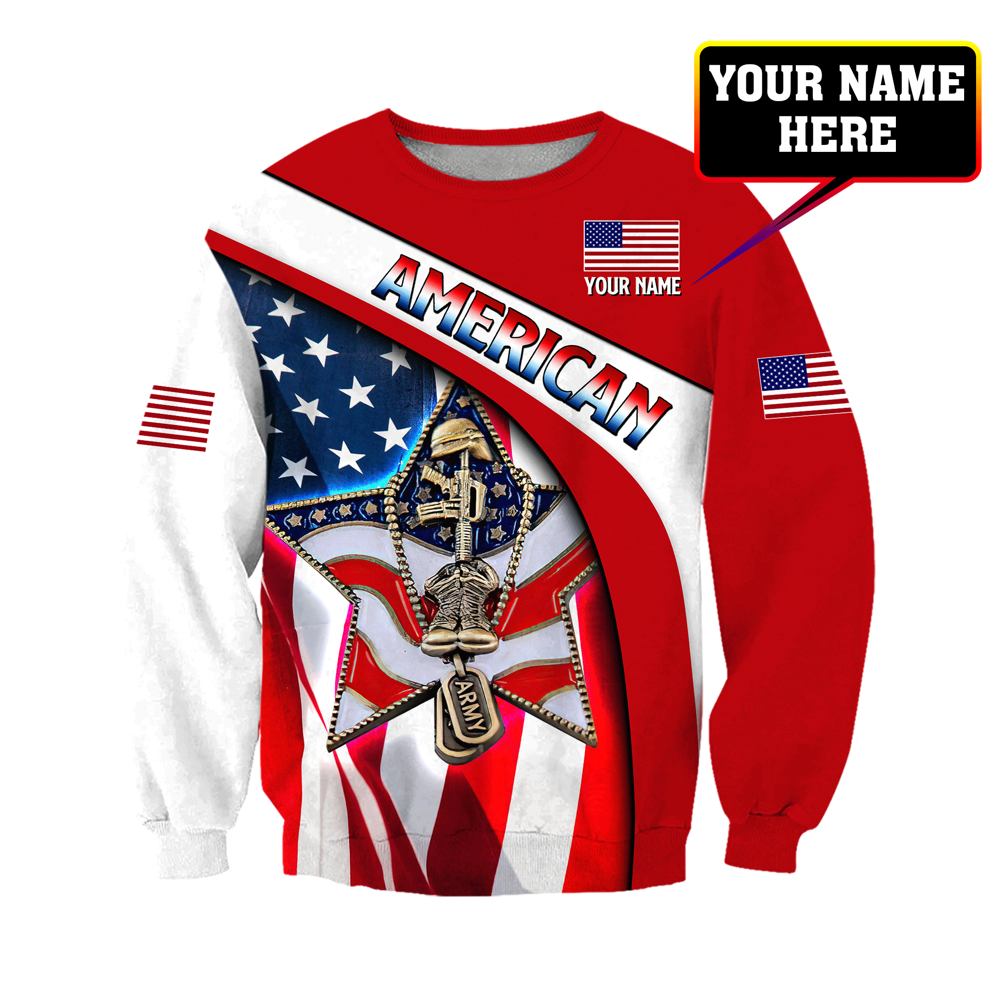 American Army Personalize D All Over Hoodie