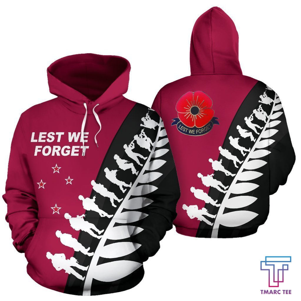 Lest We Forget - New Zealand Hoodie Pink K