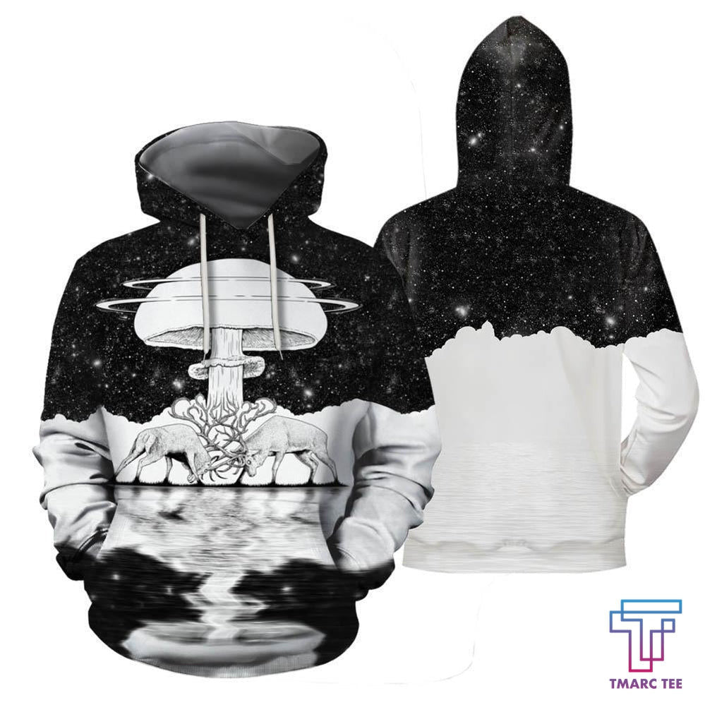 All Over Print Monochrome Mushroom Hoodie