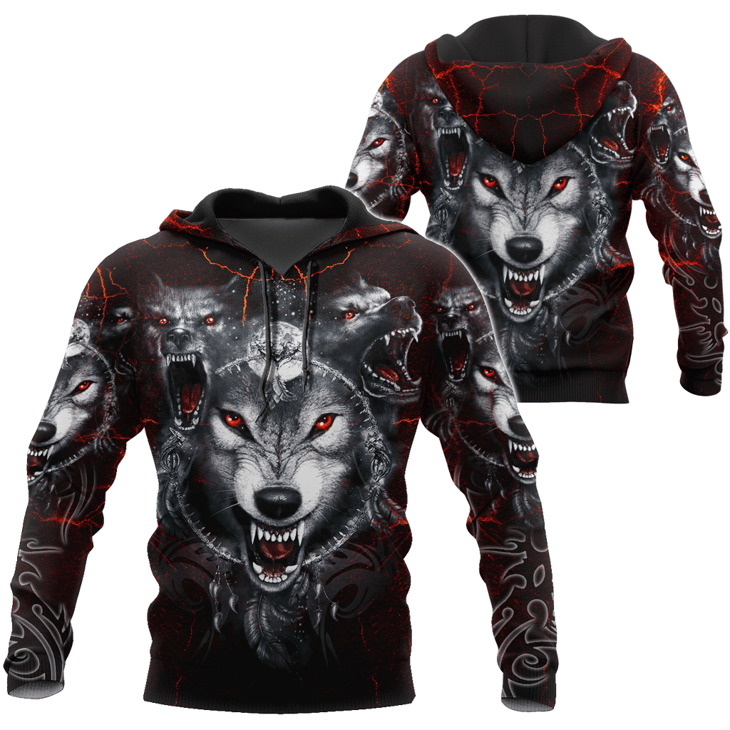 All Over Printed Wolf Hoodie MEI-MEI