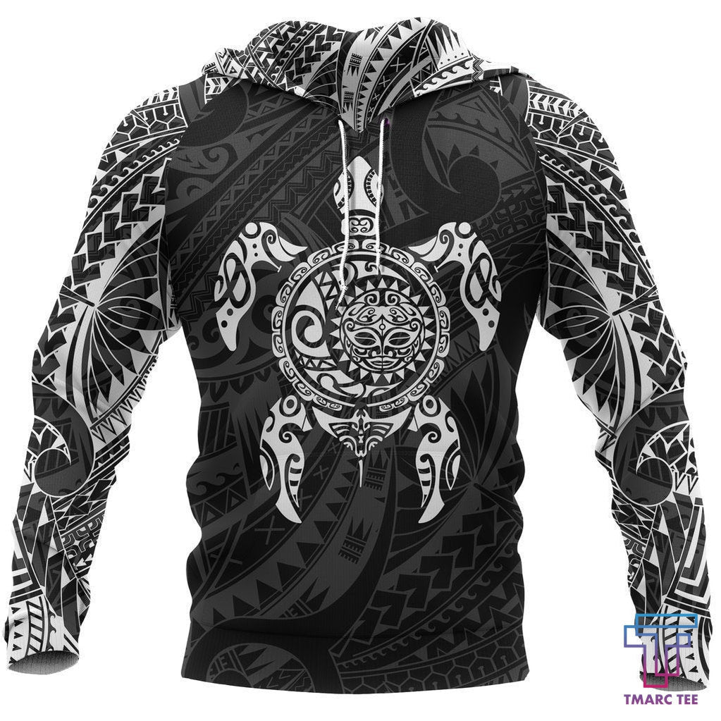 Turtle Maori Tattoo All Over Hoodie White NVD