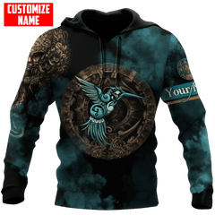 Personalized Mexico Aztec Blue Humingbird All D Over Printed Unisex Hoodie