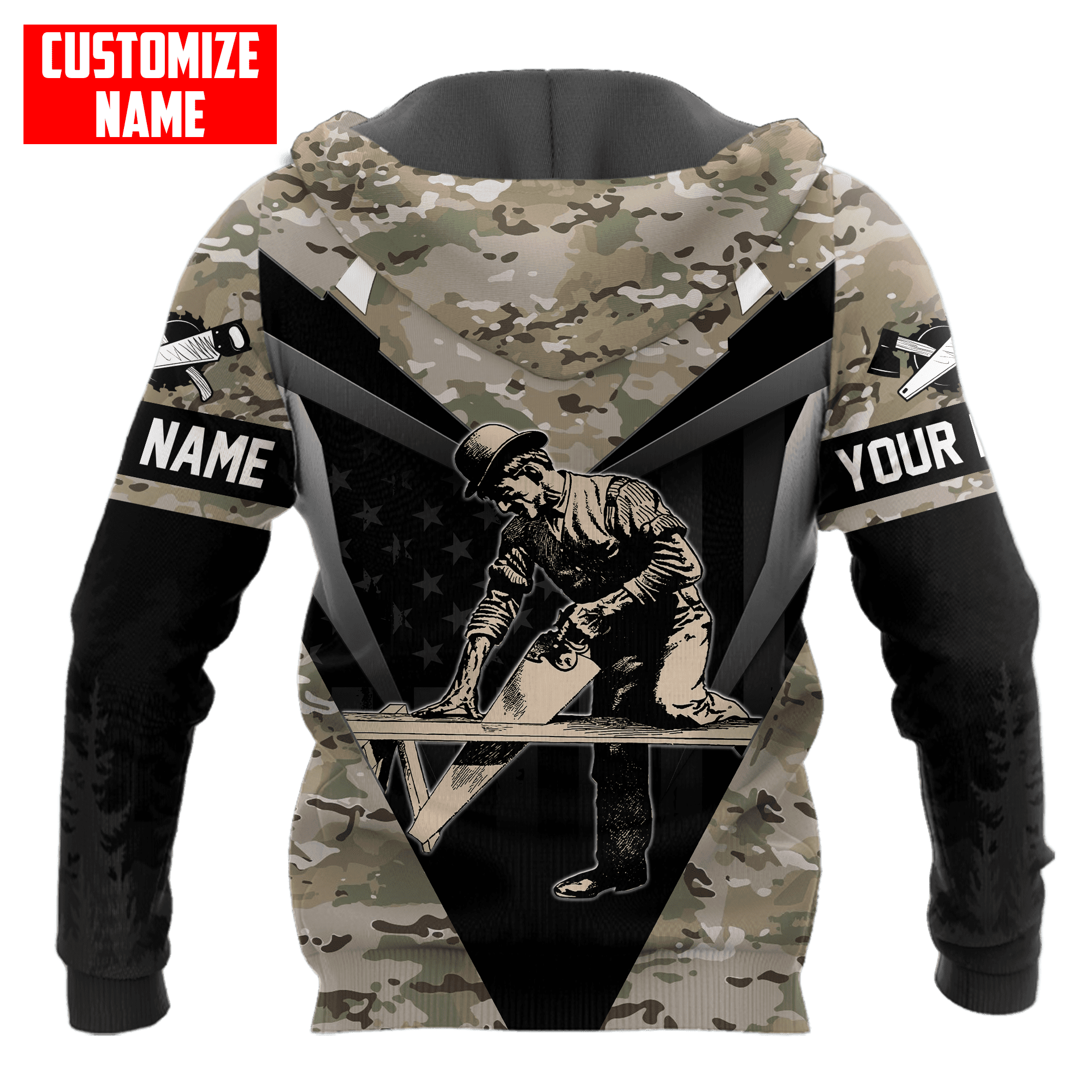 Personalized Name Carpenter Camo Hoodie